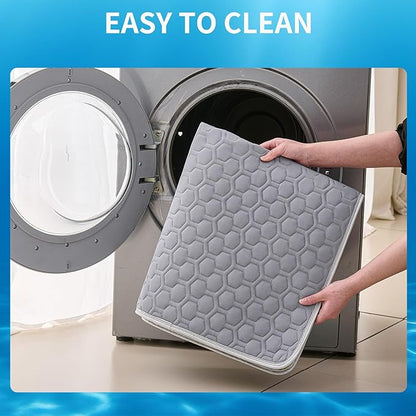 HAOMAIJIA Pet Cooling Mat for Dogs Thick Soft Washable Dog Cooling Mat Indoor Upgrade Waterproof Non-Slip Self Cooling Pad for Dog and Cat (Grey, 39'' x 59'' XX-Large)