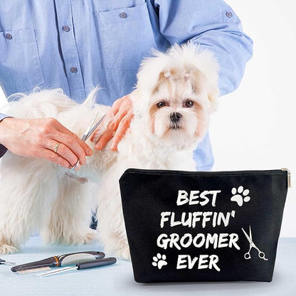 Dog Groomer Grooming Cosmetic Zipper Bag - Black Gift for Dog Lovers, Salon Gifts, Pet Groomer Tool Kit