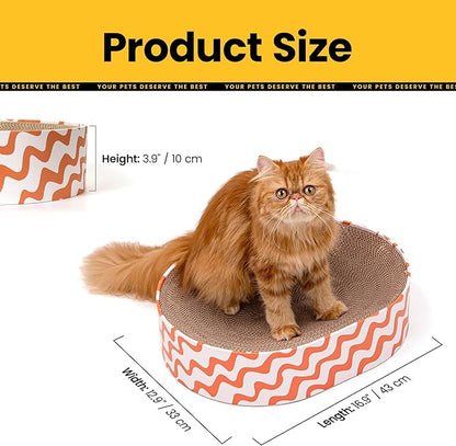 Conlun Cat Scratcher Cardboard,2 in 1 Oval Cat Scratch Pad Bowl for Indoor Kitty Grinding Claw,Round Kittens Scratching Board Corrugated Lounge Pet Beds&Furniture Protector for Couch&Carpets&Sofas