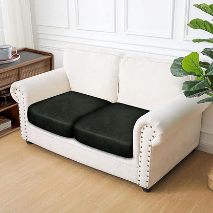 ANARACHON Leather Look Couch Cushion Covers Sofa Seat Slipcovers Sets Couches Furniture Protector for Sectional Armchair Loveseat Pets Kids Stretch Spandex Fabric (2 Cushion Loveseat, Army Green)