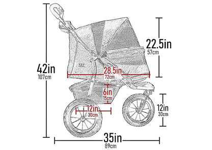 Pet Gear No-Zip AT3 Pet Stroller for Cats/Dogs, Zipperless Entry, Easy One-Hand Fold, Jogging Tires, Removable Liner, Cup Holder + Storage Basket, Sea Salt