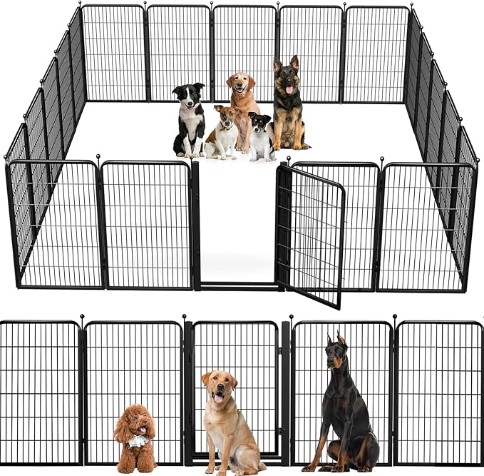 Dog Playpen Outdoor, 40 inch 20 Panels Dog Fence with Extra Wide Gate No-Tripped Pet Playpen Rustproof Dog Pen Indoor Puppy Playpen for Temporary Containment Portable Pet Fence for RV Camping
