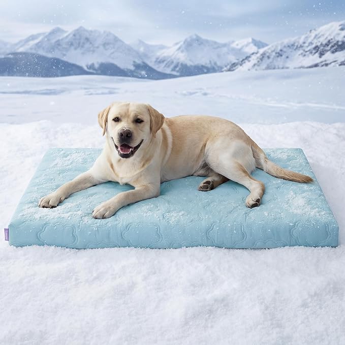 LE SURE Cooling Dog Bed, XXL Q-Max>0.5 Cooling Mat with Removable Washable Cover, Breathable Orthopedic Egg Crate Foam Non-Slip Summer Pad for Extra Large Active/Senior/Long-Haired Pets, 47x29 Inch