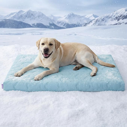 LE SURE Cooling Dog Bed, XXL Q-Max>0.5 Cooling Mat with Removable Washable Cover, Breathable Orthopedic Egg Crate Foam Non-Slip Summer Pad for Extra Large Active/Senior/Long-Haired Pets, 47x29 Inch