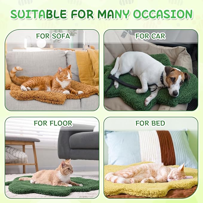 3 Pack Self Warming Pet Bed Leaf Shape Self Heating Cat Dog Mat Washable Thermal Sleeping Pad for Indoor Outdoor Hedgehog, Bunny, Sugar Glider, Rat, Chinchilla(Mixed Colors,Large-19 x29)