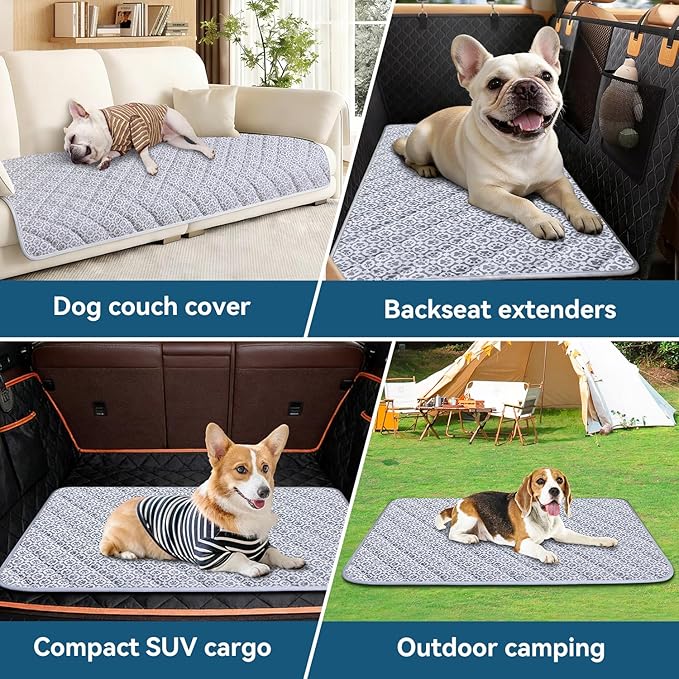 MH MYLUNE HOME Cooling Pet Car Mat for Backseat–Non-Slip Oxford Fabric,Pet-Friendly Seat Covers,Travel Pet Bed,for Backseat/Trucks SUVs Extender Seat Protectors 24.8"x54" inch