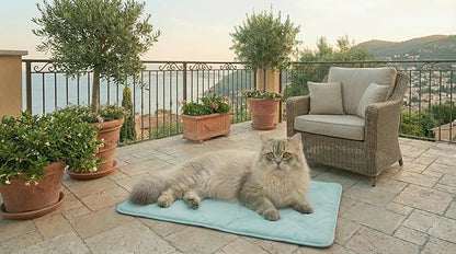 Self Cooling Mat for Dogs & Cats, 35x23 Soft Breathable Cold Crate Pad for Pet, Portable Washable Kennel Bed for Outdoor Summer with Non-Slip Bottom and Chill Cool Fiber, Sky Blue