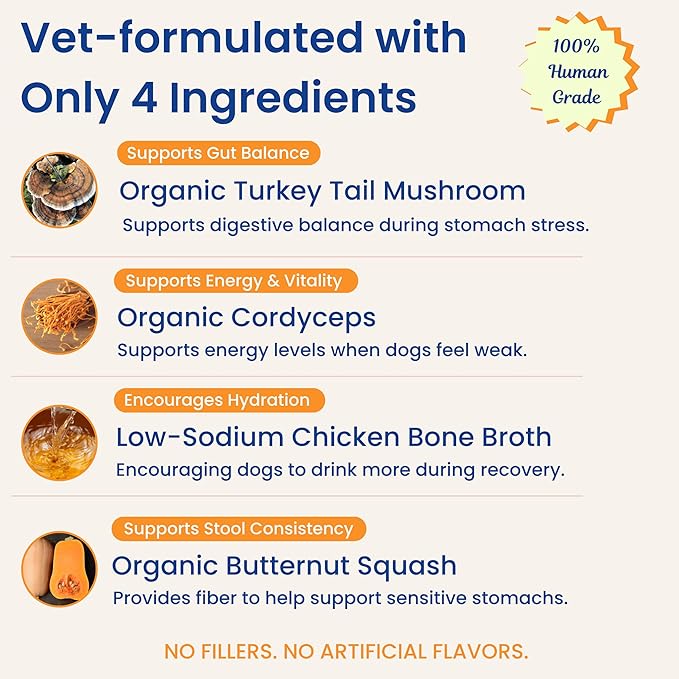 Dog Hydration & Recovery – Helps Dogs Drink More Water During Diarrhea, Vomiting, Low Appetite & Post-Surgery – Digestion Support with Turkey Tail Mushroom & Bone Broth, 12 Sticks