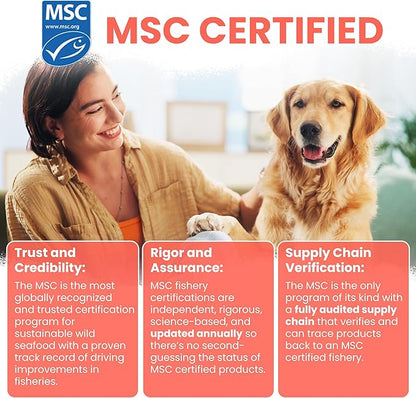 Wild Alaskan Salmon Oil for Dogs 8oz MSC Certified - Omega 3 EPA DHA for Skin & Coat, Itchy Skin & Allergies, Joint Support - Liquid w/Pump - Sockeye Salmon - Chew + Heal Labs