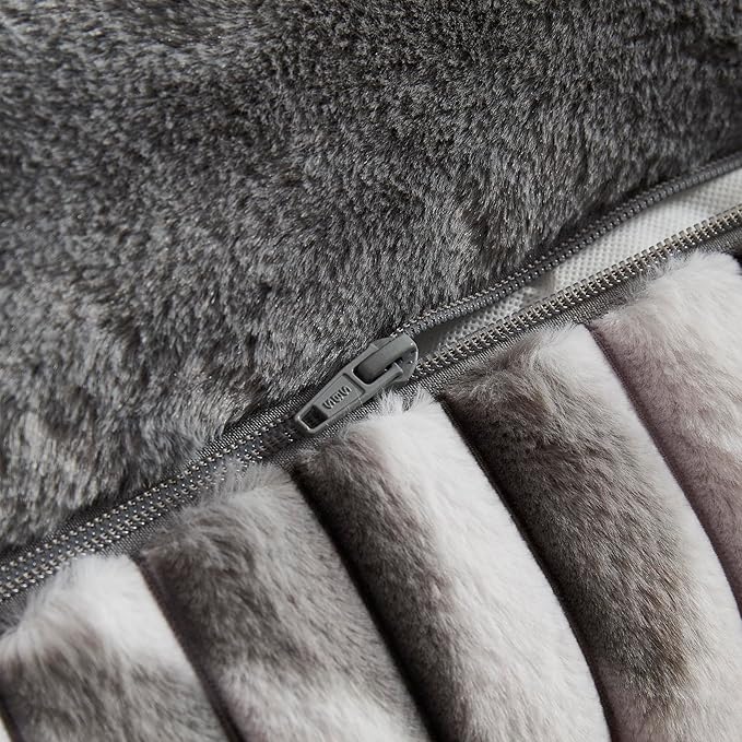 Modern Threads Ribbed Plush Two-Tone Cuddler Dog Bed, Ultra-Soft Faux Rabbit Fur, Supportive Bolstered Sides, Removable Washable Cover, Bed for Medium Dogs, Silver, (28" L x 21" W x 9" Th)