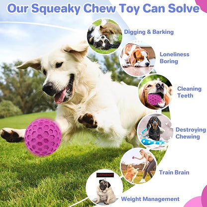 DISSKNIC Tough Squeaky Dog Balls Puppy Toys, Interactive Dog Toys for Small Dogs, Puppy Chew Toys for Teething and Relax, Dogs Chew Toy Small Balls Dog Toys for Small Breed, Outdoor Dog Toy for Dogs