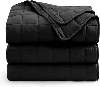Casa Platino Blanket Full Size - Pre-Washed Quilted - Soft & Lightweight - All Season Blankets - Premium Microfiber Down Alternative Blankets - Black