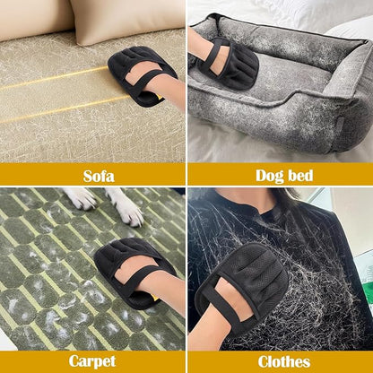 BABORUI Pet Hair Removal Glove - 2 Pack Five Finger Electrostatic Gloves Pet Hair, Remover Glove Lint Rolls into Strips, Dog and Cat Hair Removal Tool for Furniture, Car, Couch, Carpet, Clothes