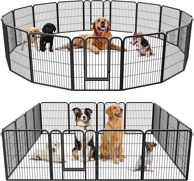 Nova Microdermabrasion 16 Panel Dog Playpen - 32" Height, Indoor/Outdoor, Small to Large Dogs, Puppy Kennel