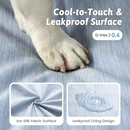 COZY KISS Cooling Dog Bed for Crate, Waterproof Orthopedic Dog Crate Mat with Removable Washable Cover, Egg Crate Foam Support Dog Bed, 36x27x3 Inch,Light Blue