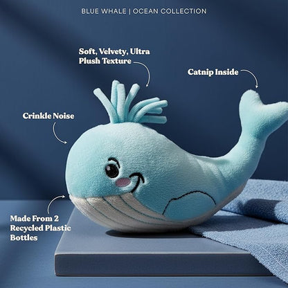 Cat Toys | Plush Whale Cat Toy for Indoor Cats | Eco Friendly Toy Made from Non Toxic Materials