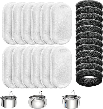 Tomxcute Cat Water Fountain, 3.2L/108oz Automatic Stainless Steel Pet Fountain Dog Water Dispenser, Ultra-Quiet Pump and 3 Replacement Filters & for Cats, Dogs, Multiple Pets