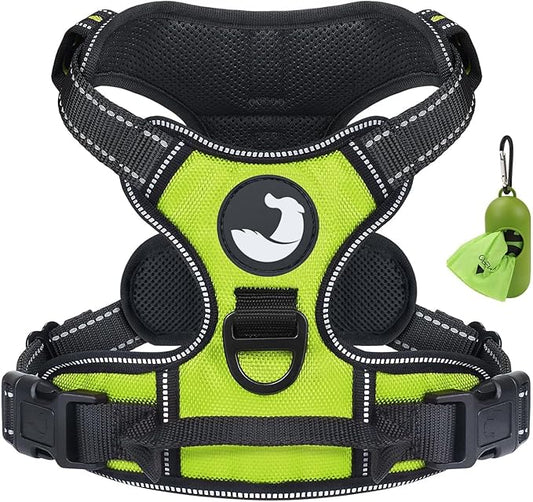 Joytale No Pull Dog Harness for Extra Large Dogs, Reflective Pet Vest with Front Clip, Adjustable Soft Padded Harnesses with Easy Control Handle for Training and Walking, Green, XL