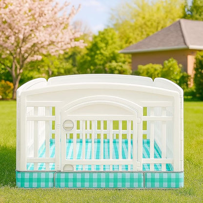 Dog Playpen Bottom Pad Fits for 36 Inch 4 Panels Exercise Pet Playpen, Dog Crate Pad Puppy, Hoop and Loop Design (Note: Playpen Not Included). (GreenCheck)