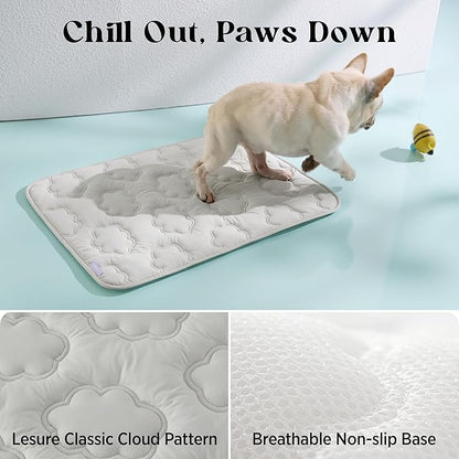 LE SURE Dog Cooling Mat for Medium Dogs - Q-Max>0.5 Breathable Thin Cool Crate Pad for Puppy with Chill Fiber and Innovative Mesh Base Design, Portable Washable Pet Kennel Mat for Summer, 29x21,Grey