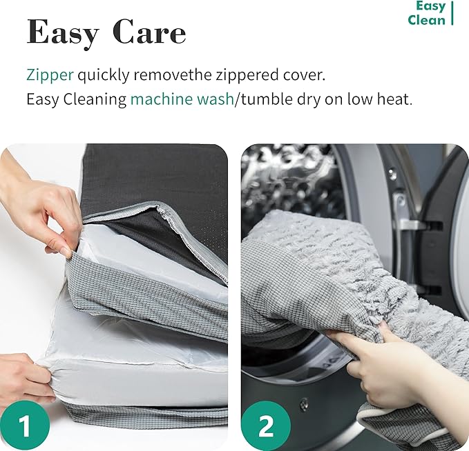 TJSOULER Orthopedic Dog Beds for Small Medium Dogs,Waterproof Lined Egg Crate Foam Pet Bed Mat with Removable and Washable Cover and Non Slip Bottom,Dog Sofa Soft Bed