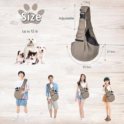 CUBY Dog and Cat Sling Carrier - Hands Free Adjustable Small Pet Sling - Soft Pouch and Tote Design - Suitable for Puppy, Small Dogs Cats Outdoor