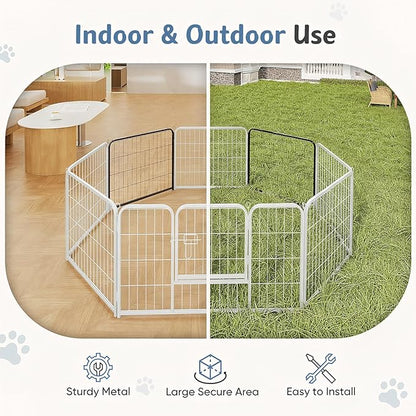 DUMOS Dog Playpen Indoor, Metal 24 Inch 2 Panels Foldable Pet Fence with Door, Outdoor Small Medium Large Dog Puppy Portable Exercise Play Pen for RV Camping, Trips, Play Yard