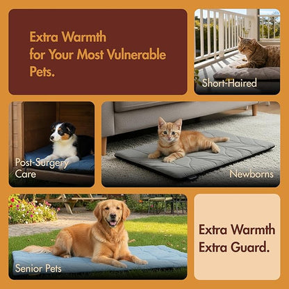Vagascape Dog Heating Pad (31"x20") - Waterproof Electric Heated Mat & Pet Bed for Indoor and Outdoor Use, Chew Resistant Cord, Machine Washable Cover with Wheat Pattern Quilting, for Cats and Pets