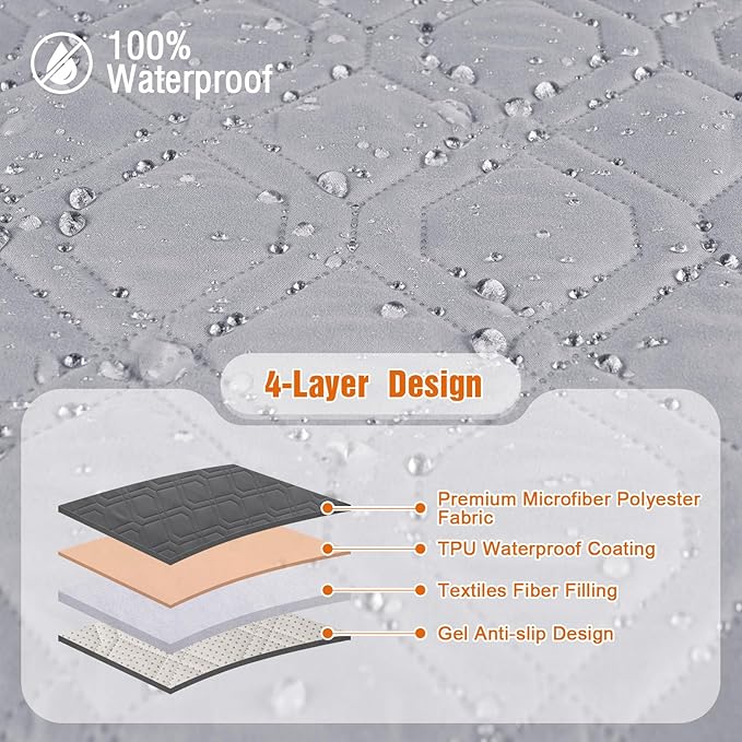 VANSOFY Couch Cover, Waterproof Sofa Covers Washable Slipcover Furniture Protector Couch Seat Covers Non-Slip Couch Cover for Dogs, Pets(Sofa Plus, Light Gray)