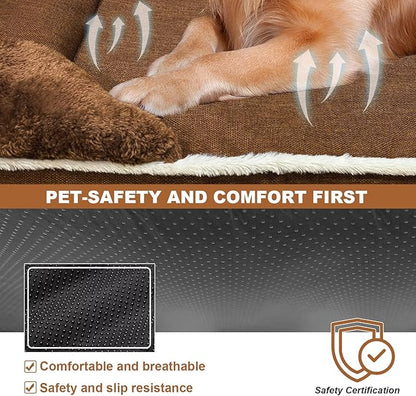 Heated Pet Bed for Cat & Puppy, 20×20In Dog Beds with Memory Foam Pet Bed, Nine Gears Smart Switch Dog Sofa with Timer, Washable Removable Cotton Sleeve, Soft and Comfortable