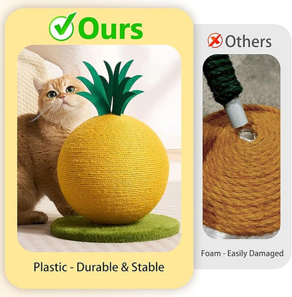 Pineapple Cat Scratching Post, Cute Cat Scratcher with Sisal Rope, Cat Scratch Post for Indoor Adult Cat and Kitten, Cat Scratching Ball