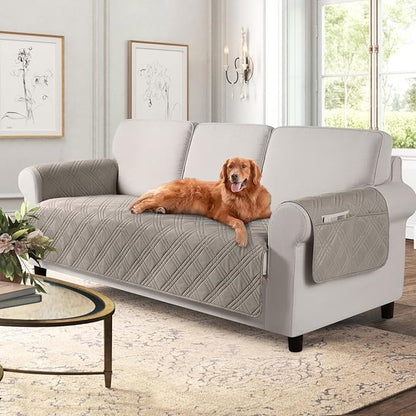 TAOCOCO Waterproof Couch Covers for Pets Dogs with Non Slip Backing, Sofa Seat Covers with Side Pocket for 3 Cushion Couch Washable Dog Couch Cover Protector Sofa Slipcovers(Sofa, Light Brown)