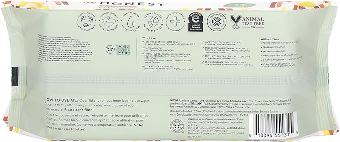 The Honest Company Hypoallergenic Multi-Use Baby Wipes for Sensitive Baby Skin Rainbow 60 Count