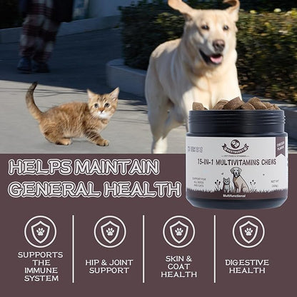Best Buddy Multivitamin 15-in-1 Treats for Dogs I Cats, Complete Health Supplement Joint Support + Digestive Enzymes, Grain Free Dog Vitamins and Supplements for Skin & Coat (Chicken, 225g)