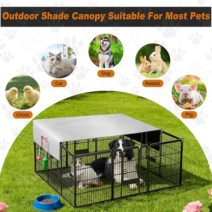 LYHNMW Dog Playpen Cover, 600D Oxford Fabric Dog Pen Canopy with Sun and Rain Protection, Specialized Fits for 24/32/40/45/50" Panels Playpen(Only Cover)