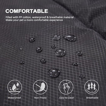 BDEUS Travel Dog Bed, Outdooor Camping Pet Mat, Portable Place Mat with Handle, Easy to Clean, Waterproof & Portable and Odor Resistant Pet Cooling Pad (Large 43" x 25", Black)