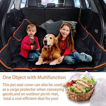 petalage Car Seat Protector, 52” x 50“ for for Familay Car & Regular SUVs, 600D Heavy Duty Car Seat Cover Waterproof Dog Car Seat Cover for Back Seat, Scratch Proof Nonslip Seat Cover for Dogs in Car