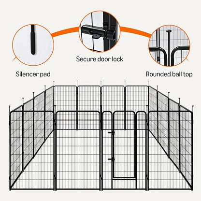 Amazon Basics Dog Playpen, 16 Panels Metal Fence with Door, Foldable for Indoor and Outdoor Use, Suitable for Small to Medium Sized Dogs, 42 Inch Height, Black