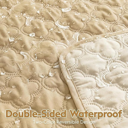 FunFurry Waterproof Dog Blanket, Couch Cover for Dogs Washable, Reversible Dog Bed Cover, Couch Furniture Protector. (Dark＆Light Beige, 82 X 102 Inch - 1 Pack)
