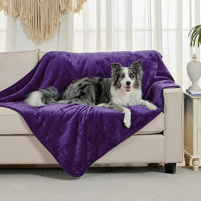 Waterproof Blanket for Bed Couch Sofa, Soft Liquid Pee Proof Pet Blanket for Dog Puppy Cat, Reversible Sherpa Fleece Furniture Protector (Dark Purple, 50x60 inches)