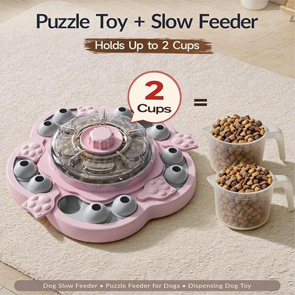 KADTC Dog Puzzle Toy, 3 Levels of Step-by-Step Challenge, Spin-to-Release Treat Dispenser, Slow Feeder & Mental Stimulation Enrichment Toy for Small Medium Large Dogs