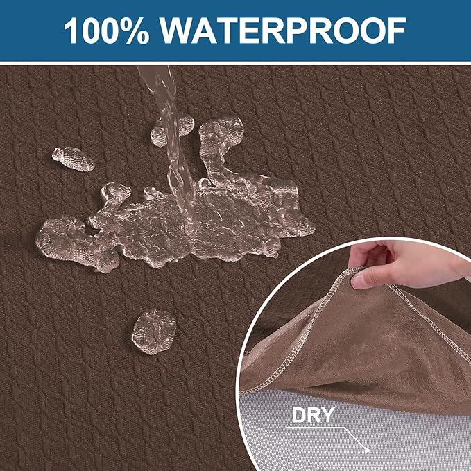 Smiry Waterproof Seat Covers for Dining Room Chairs Set of 2, Stretch Jacquard Removable Washable Chair Seat Slipcovers Protector, No Rear Covers, Light Chocolate