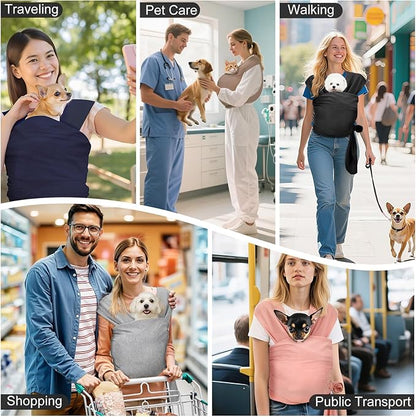 Pawaboo Pet Sling Carrier for Small Dogs and Cats, Hands Free Dog Carriers Sling, Anti-Anxious Soft Cotton Front Facing Cat Carrier Papoose, Puppy Kitten Pouch Reduce Back Neck Pain, Gray