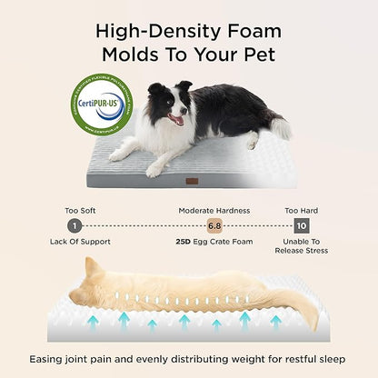 Bedsure ComfyFleece XL Dog Bed for Crate - Extra Large Orthopedic Pet Beds with Removable Washable Cover, NOT Waterproof Egg Crate Foam Mat for Pets Up to 80 lbs, 41"x27"x3.3", Not for Chewers