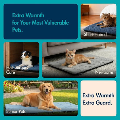 Vagascape Dog Heating Pad (48"x28") - Waterproof Electric Heated Mat & Pet Bed for Indoor and Outdoor Use, Chew Resistant Cord, Machine Washable Cover with Wheat Pattern Quilting, for Cats and Pets