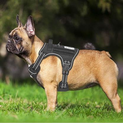 Beebiepet Heavy Duty Tactical Dog Harness for Medium Dogs, No Pull Adjustable Pet Harness Reflective Service Training Easy Control Pet Vest Military K9 Working Dog Harnesses- Medium, Black