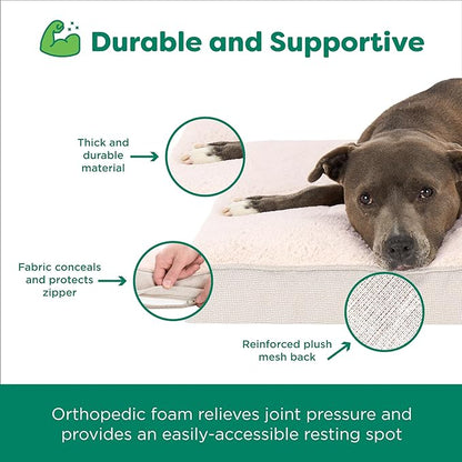 Furhaven Orthopedic Dog Bed – Classic Cushion with Plush Tufted Top, Supportive Foam Mattress, Removable Washable Cover, Joint Relief - Wheat, Medium