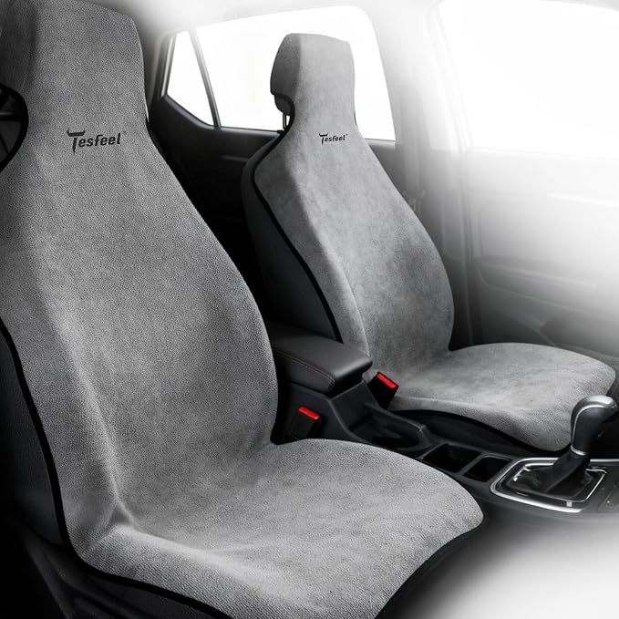 600g Ultra-Thick Car Seat Cover Towel,Heavy-Duty Absorbent Terry Cloth Sweat Protector for Gym,Beach&Athletes,Eco-Friendly Universal Fit for Sedans,SUV&Minivans,Non-Slip Machine Washable-Gray