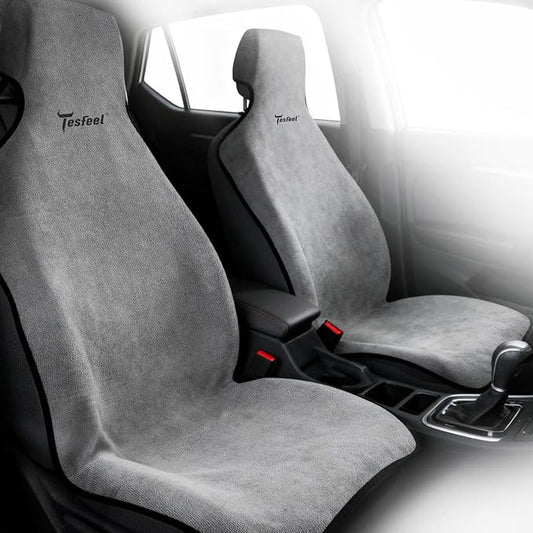 600g Ultra-Thick Car Seat Cover Towel,Heavy-Duty Absorbent Terry Cloth Sweat Protector for Gym,Beach&Athletes,Eco-Friendly Universal Fit for Sedans,SUV&Minivans,Non-Slip Machine Washable-Gray