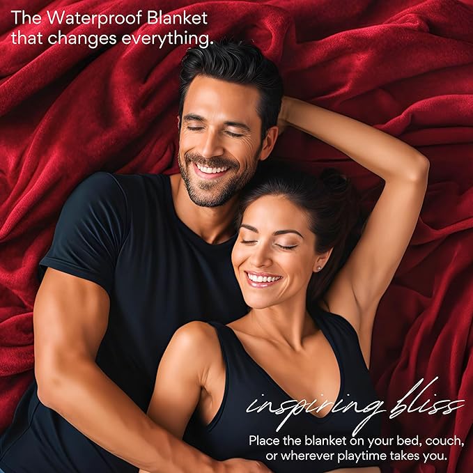 Waterproof Blanket King Size, Red & Black, 82x82"- Water Proof and Stain Resistant Blankets for Bed, Couch, Couples Fleece Moisture Absorbent, Layered Sheet Protector, Leakproof Protective Top Cover